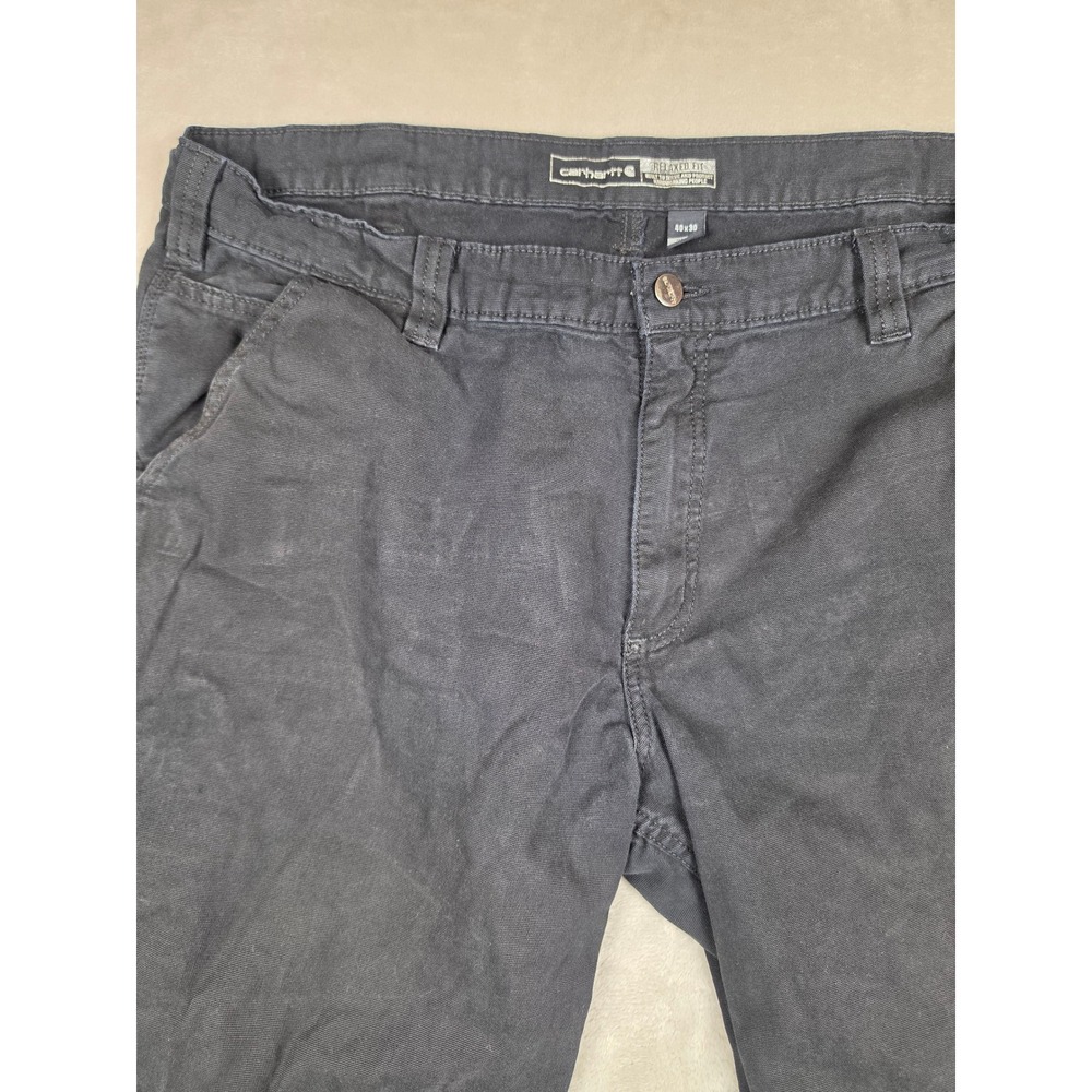 Carhartt Rugged Flex Relaxed Canvas Work Pants Mens 40x30 Black BN2291 Utility - Picture 2 of 11